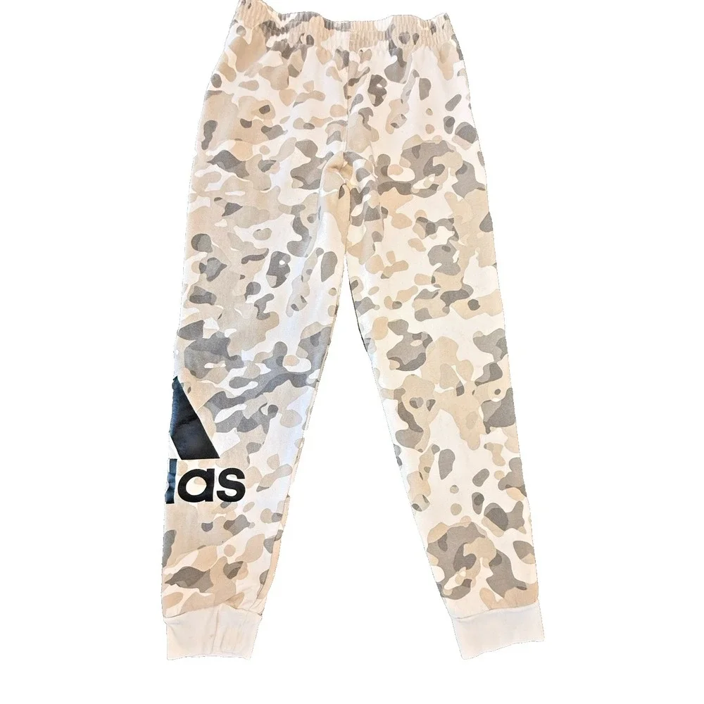 Adidas Boys Outfit Hoodie & Sweatpants Camo 10/12  Large Tan White Big Logo